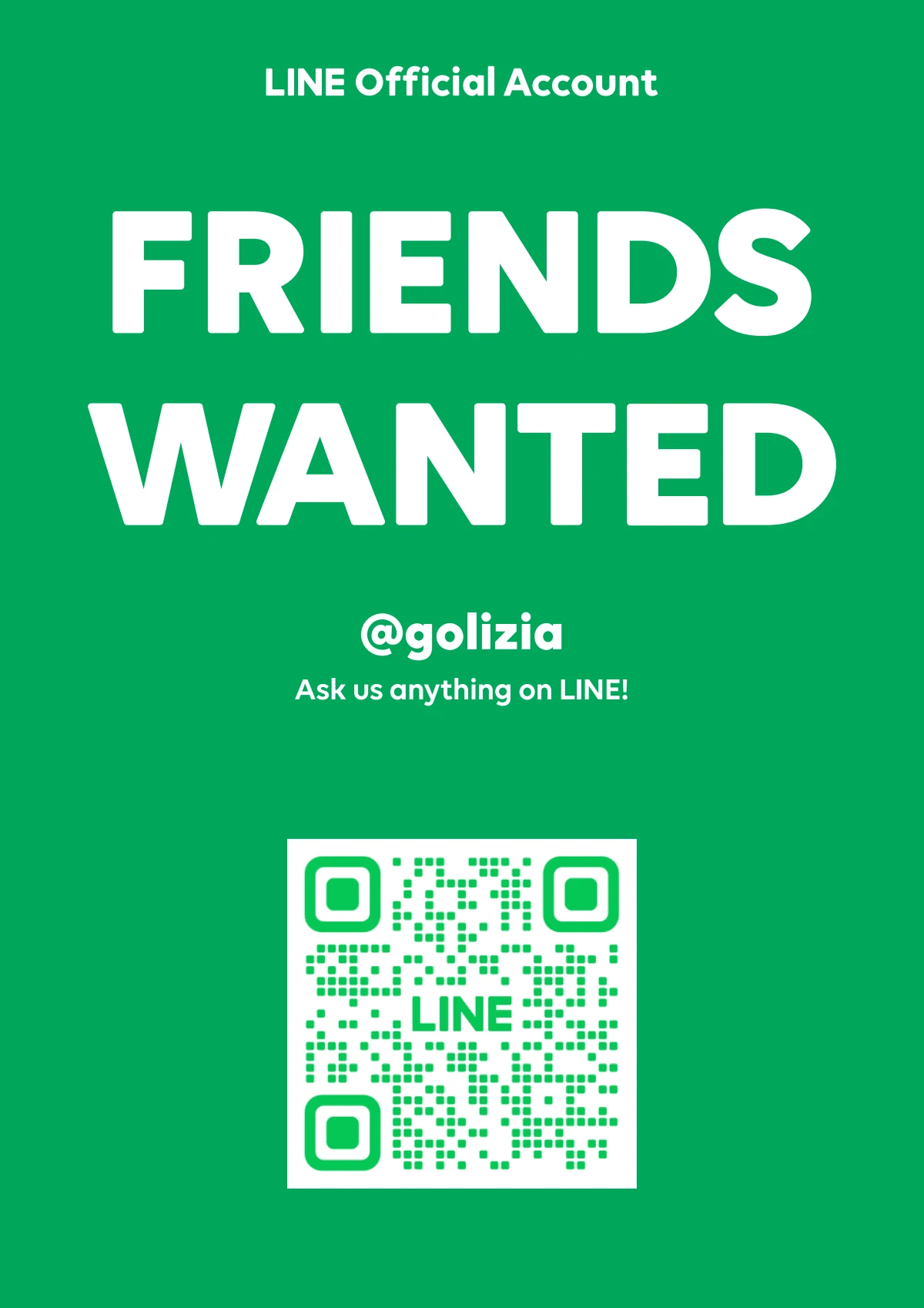 Golizia official LINE account QR poster