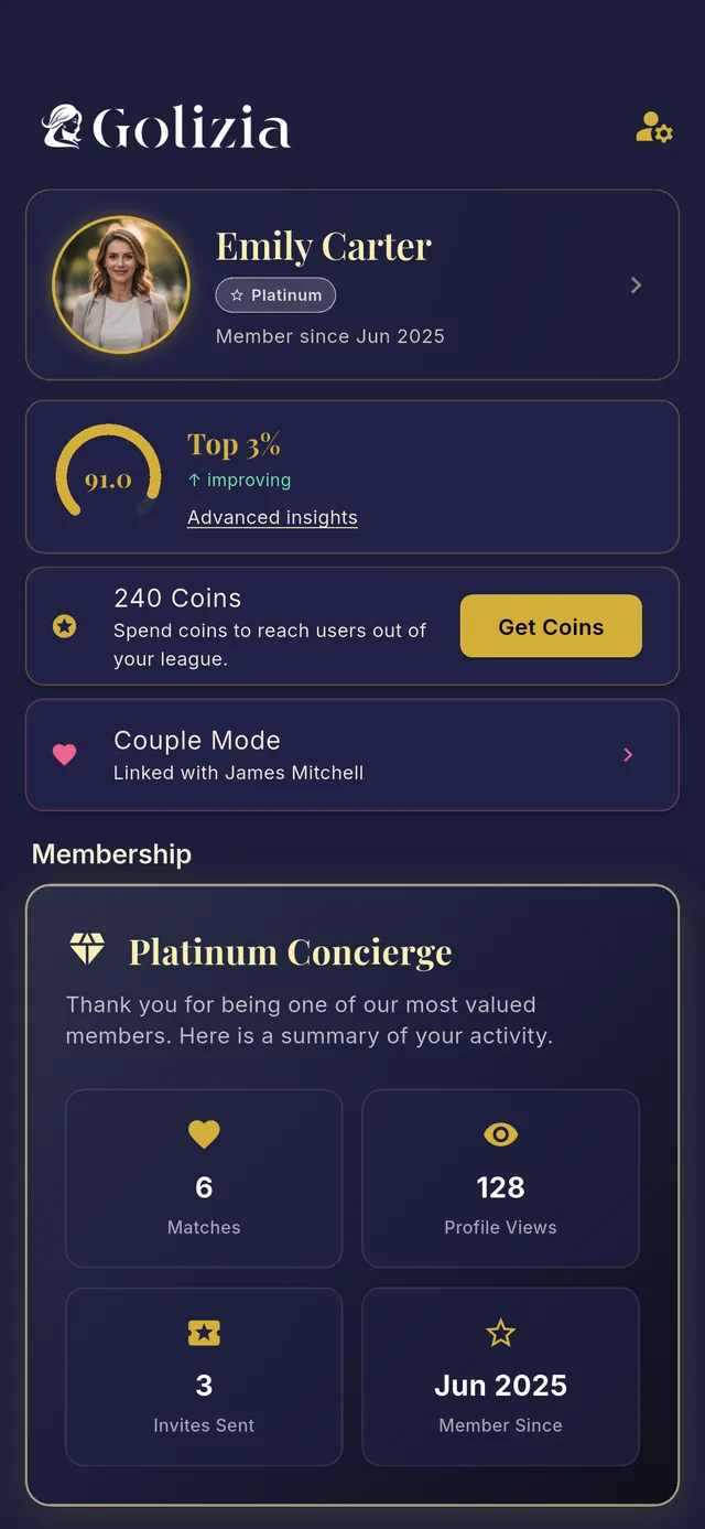 Profile screen